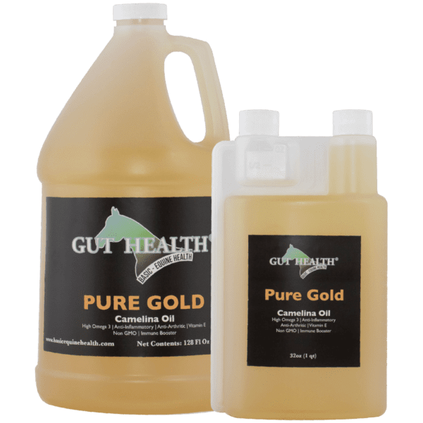 Basic Equine Health Pure Gold Camelina Oil Bottles